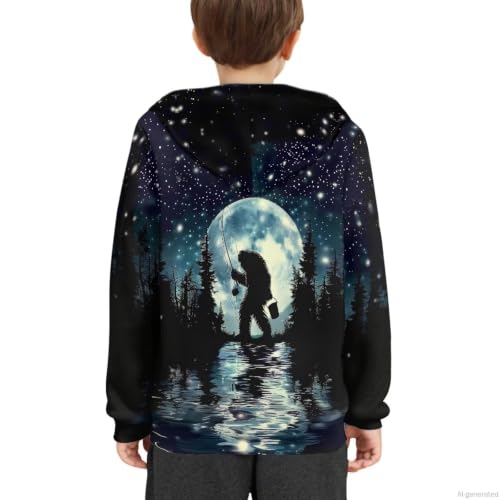 Image of WELLFLYHOM Boys Hooded Sweatshirts Hoodie Pullover Cool Graphic Crewneck Blouses Size 6-16
