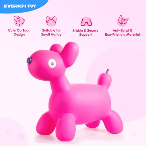 Image of EVERICH TOY Bouncy Animal Hopper, Ride-On Dog Hopping Toy for Toddler 18M+ | Inflatable Horse Hopping Toy for Boys Girls, Indoor Outdoor Bouncy Dog Toy for 2 Year Old Kids, Gift for 3 4 5 6 Yrs W / Pump