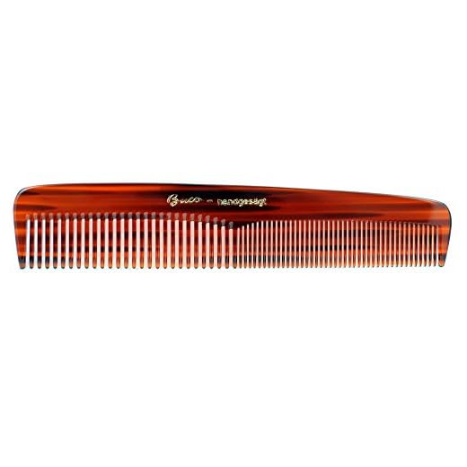 BUCO Großer Frisierkamm handgesägt - 18 cm, Celluloseacetat, unisex, für Professionelle Friseure, Haarpflege-Enthusiasten, Havanna-Braun