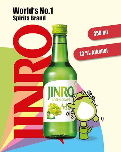 JINRO Soju, Flavoured Jinro Green Grape, koreanische Sprituose mit Trauben Geschmack, 13% vol, 1 x 350ml