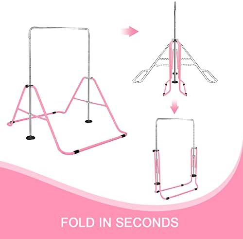 Gmypic Gymnastic Bars for Kids with Adjustable Height, Folding Horizontal Bar for Home Training, Junior Training Bar Gymnastics Equipment for Gifts Girls Boys