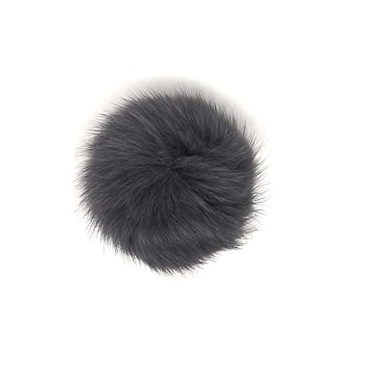 Fox Fur Fluffy Pompom Ball for Beanies Hats Shoes Scarves Bag Charms Accessories Fox Dark Grey 13