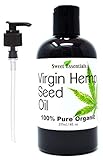 Organic Extra Unrefined Hemp Seed Oil (Food Grade) 8oz | Cannabis Sativa | Imported From Canada | 100% Pure Cold Pressed | Offers Relief From Dry & Cracked Skin, Eczema, Psoriasis, Dermatitis, Rosacea