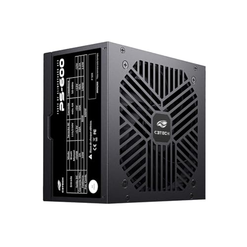 C3Tech Fonte Gamer ATX 600w PS-600BK, preta, Bivolt 115/230v, cabo Flat