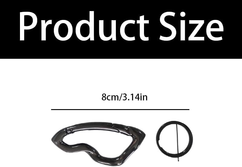 3Pcs Cool Carabiner Keychain,Y2K Cute Irregular Metal Spring Snap Key Ring for Backpacks, Purses, Handbags and Keys (Black+Gold+Silver) image 2