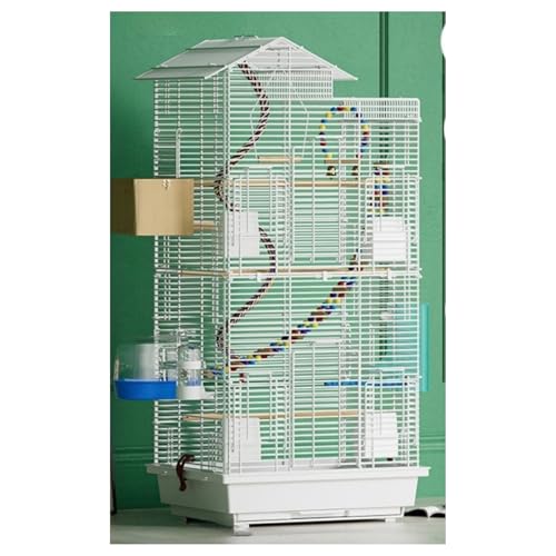 Rosoy 鳥かご インコケージ 大型高級小屋 複数ペット対応 引き出しトレイ 脱走防止バックル 二重ドア 持ち運びトップハンドル セキセイインコ オカメインコ ボタンインコ 中型オウム用 ホワイト パッケージ3 (パッケージ3,ホワイト)