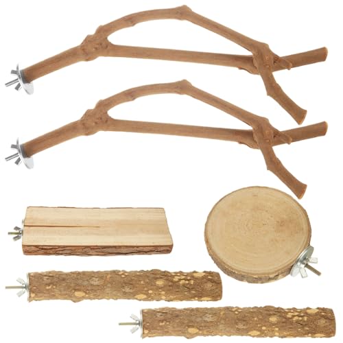 Image of 6PCS Bird Perch Natural Wood Grape Stick Bird Stand, 4 Grape Stick Paw Grinding Fork Parakeet Chewing Stick 2 Parrot Stand Branch