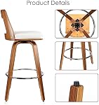 Moustache Bar Stools Set of 2, Swivel Bar Chairs with Soft Cushion Seat | Mid-Backrest, Soft Cushion, For Counter Island, Bar, Coffee Shop, Kitchen Counter Stools