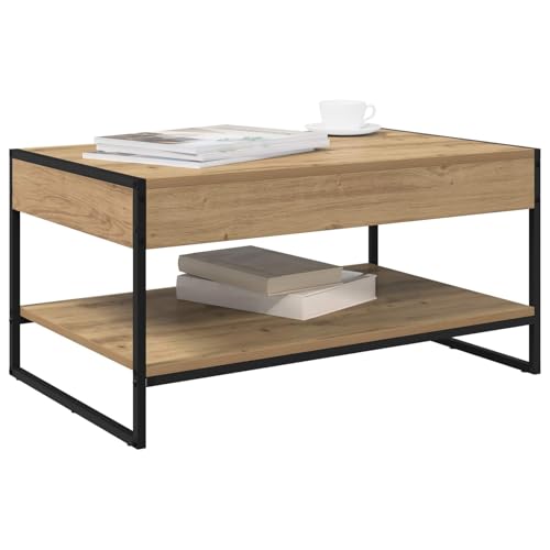 vidaXL Table Basse Chêne Artisan 80 x 50 x 40 cm Bois d'ingénierie, Table Basse rectangulaire, Design Industriel Solide, Accent Minimaliste pour Salons...