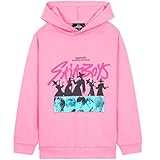 KPop Demon Hunters Saja Boys Hoodie für Mädchen, Fleece Pullover mit Taschen, Anime Demon Hunter Merch, Geschenke für Mädchen (11-12 Jahre, Rosa Saja Boys)