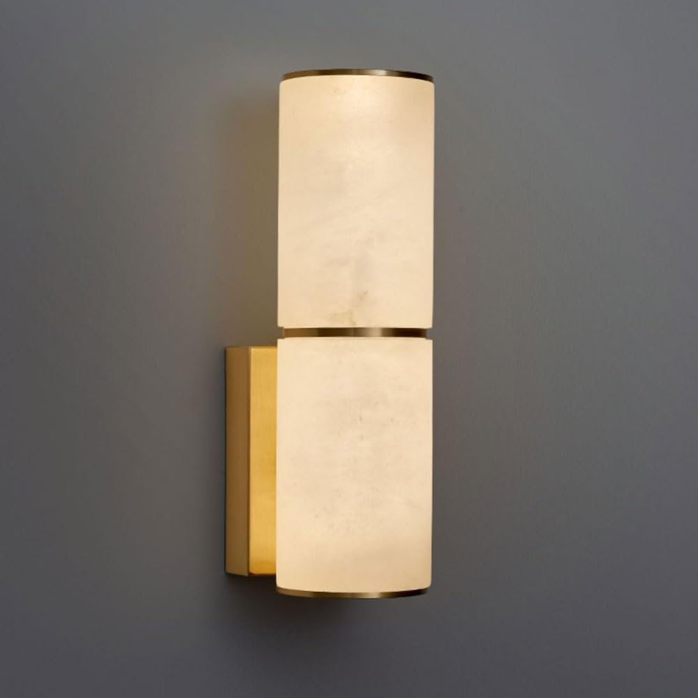 JISHUBO 10.2 in Cylindrical Alabaster Wall Light, Nordic Minimalist Style Wall Lamp, LED Light Source Hardwired Wall Sconce, Living Room Bedroom Restaurant Wall Mounted Lighting Fixtures