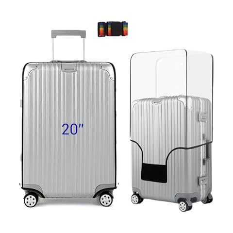 THMINS 20 Inch Clear Suitcase Cover Protector, PVC Bag Protector Cover, Travel Luggage Cover for Wheeled Suitcase Cover