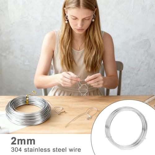 304 Edelstahldraht Basteldraht,1MMX60M Silber Aludraht Stahldraht Modellierdraht Rostfrei Edelstahl für DIY-Bastelarbeiten Modellbau, Schmuck, Gartenverkabelung