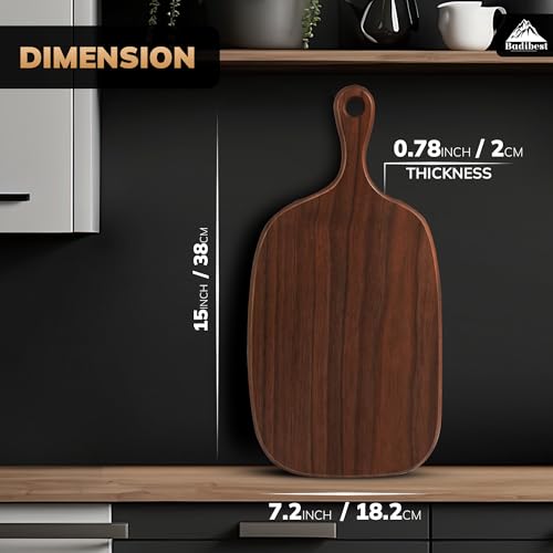 Tabla de cortar de madera nogal Premium 38x18 cm con mango miniatura 4