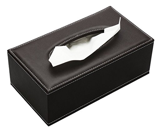 Meta-u - Caja de pañuelos de piel sintética con tapa magnética para restaurante, oficina, casa, coche, hotel, 1 unidad, piel, Brown Tabby, Taille L
