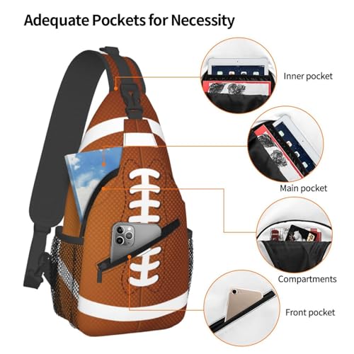 Football Print Crossbody Sling Bags for Women Men American Football Rugby Ball Pattern Travel Sling Backpack Casual Shoulder Bag Sports Ball Team Popular Art Gym Sports Hiking Daypack3