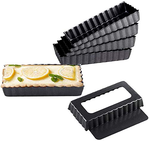 Suny Smiling Quiche-Backform, 11,2 cm, geriffelt, mit abnehmbarem Boden, rechteckige Backform, antihaftbeschichtet, rund, für Quiche-Backen, Haushalt, antihaftbeschichtet, quadratisch, 6 Stück Cover