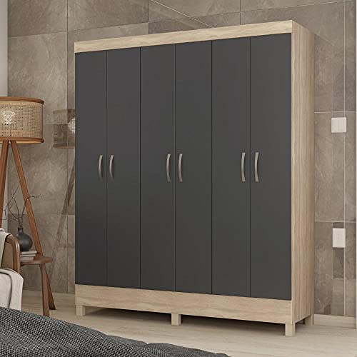 Guarda Roupa Casal 6 Portas Falco Yescasa Avena/grafito