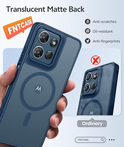 Image of FNTCASE for Moto G 2026 /2025 Case: Motorola Moto G Play 5G 2026 Case [Compatible with Magsafe] Translucent Matte Cases with [Screen Protector] Military Grade Shockproof Protective Phone Cover -Blue