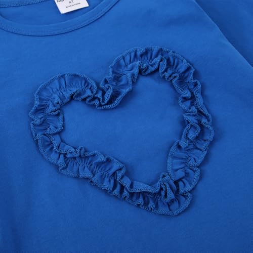 Image of Noomelfish Girls Ruffle Heart T-Shirts Cute Long Sleeve Tee Tops (4-12 Years)