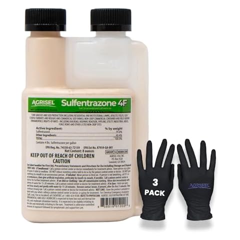 Agrisel Sulfentrazone 4F Weed Killer, Pre-Emergent and Post-Emergent, Broad-Spectrum Control, Stops 100+ Weeds, Pet Safe, Includes 3-Pack of Agrisel Protective Gloves, 8 Ounces Cover