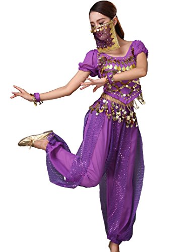 Astage Lady Belly Dancer Costume Halloweem Performance Wear All Sets Purple #TOP5