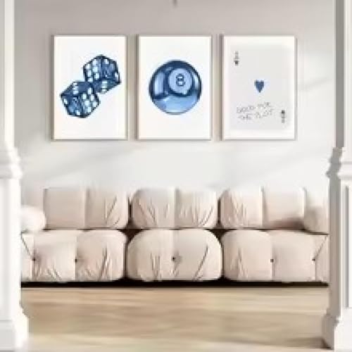 Affiche tendance boule de billard bleue style y2k et preppy pour déco de chambre