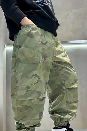 Pantalones cargo para niños resistentes al desgaste escolar en color verde 6