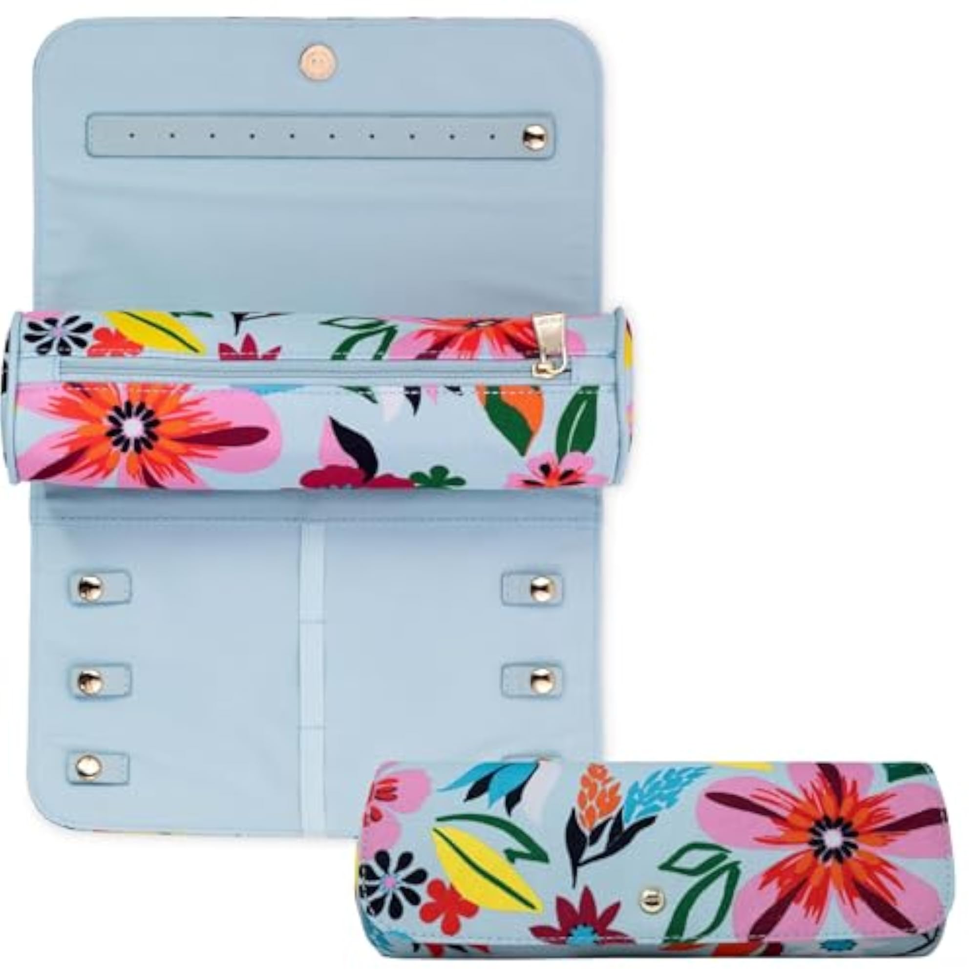 Travel Jewelry Roll with Safari Floral Design