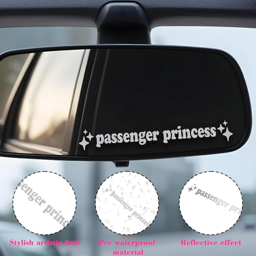 Image of Yuanchu 4 Pcs Princess Car Stickers - Window, Rearview Mirror Decals - Cute Vinyl Stickers - Positive Affirmation Car Accessories for Women