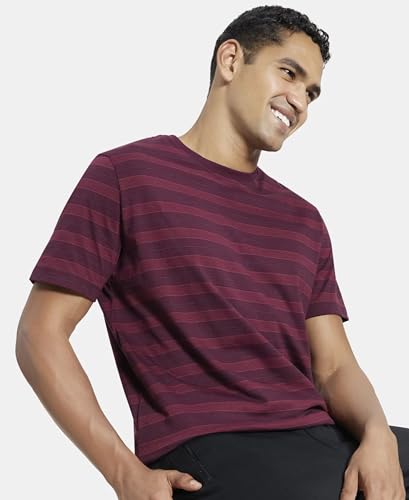 Image of Jockey 2717 Men's Super Combed Cotton Rich Striped Round Neck Half Sleeve Regular Fit T-Shirt