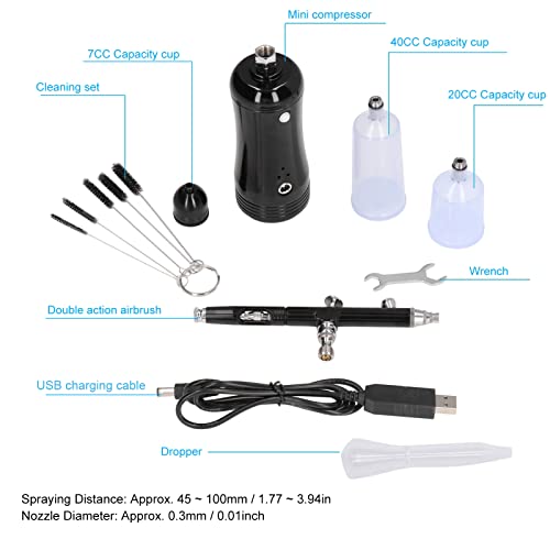 Upgraded Airbrush Kit with 17.4psi Portable Air Compressor, Cordless Handheld Set for Makeup, Tattoos, Crafts & DIY - Thumbnail 6