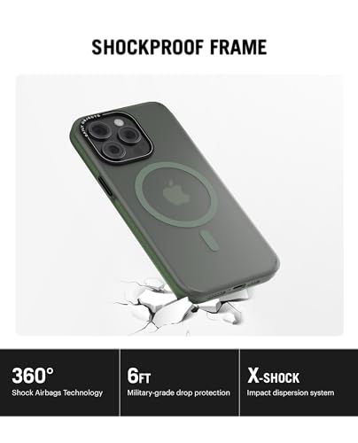 Image of DailyObjects TPU Green Nimbus Slim Magnetic Protective Case Cover Compatible With iPhone 15 Pro Max|Magsafe|Camera&Body Protection|Anti Shock,Scratch Resistant|Cutouts Modern Design|Wireless Charging