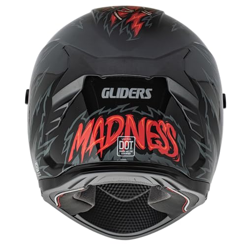 Gliders Vector DV D1 Full Face Helmet Black Black with White and Red - Image 4