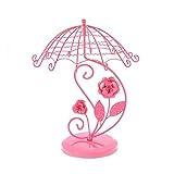 Schmuckständer im Vintage-Stil, Regenschirm, Rose, Ohrring, Baum, Schmuckständer, Schmuckständer aus Metall, Schmuckaufbewahrung für Schlafzimmer/Zuhause/Geschäftszentrum, Schmuckständer (Farbe: Rosa)