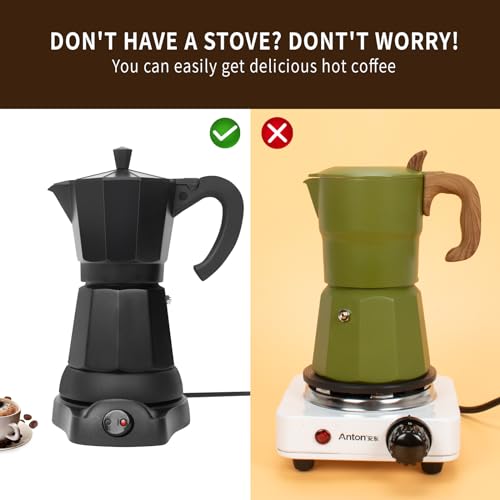 Image of LAOION 6 Cup Electric Moka Pot, 300ml Portable Espresso Maker