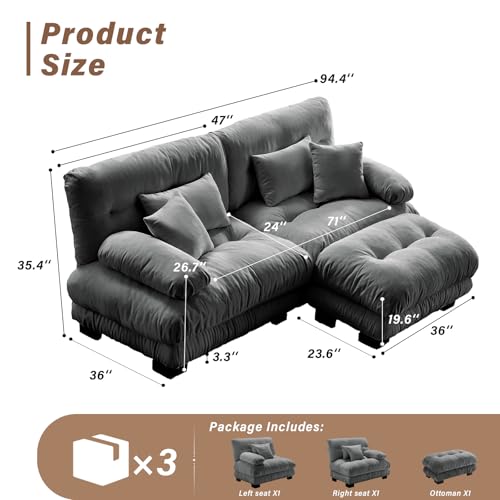 Image of SoarFlash L Shaped Couches for Living Room, Small Sectional Sofa Set with Reversible Chaise, Modern Designed Sleeper Sofas and Modular Couch Function, Suitable for Small Spaces in Apartment, Grey
