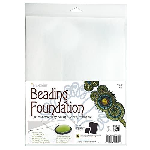 The Beadsmith Beading Foundation – 8.5 X 11 Inches – White Fabric – 4 Sheets – Made In The Usa – Stiff & Durable Material Used For Bead & Stitch Embroidery, Cabochon Beading And Sewing #TOP4
