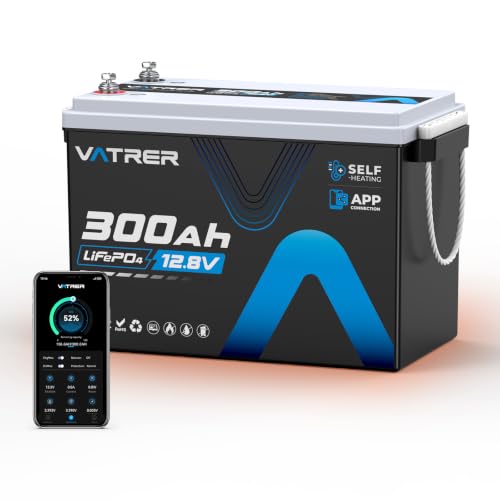 12V 300Ah Self-Heating LiFePO4 Lithium Battery with APP Monitoring | Low/High Temp Cut off, Built-in 200A BMS, Rechargeable Deep Cycle Battery for Trolling Motor, RV, Solar,Camping,Off-Grid,etc.