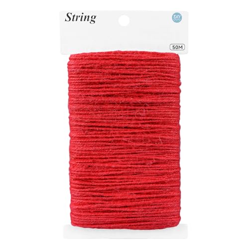 KINGLAKE Red String Jute Twine - 164 Feet Long Red Hemp Jute Rope Cord Twine for Crafts Gift Wrapping Gift Tags Christmas Holiday Decor