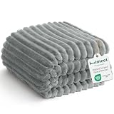 HIMEET Fleece Grey Throw Blanket for Bed - 300GSM Ribbed Soft Cozy Blanket for Couch, Graduation Birthday Gifts for Women Men Her, College Dorm Essentials Minimalist Room Throws, 50x60 Inches