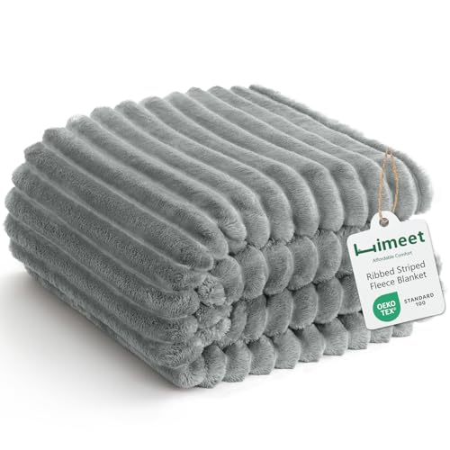 Couverture lit simple gris clair HIMEET en polaire légère de 152x203cm - 2