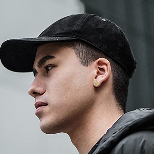 Topgrillz 925 Sterling Silver Iced Out Cz Premium Diamond Cluster Zirconia Round Screw Back Stud Earrings For Men Hip Hop Jewelry (Gold Small Circle) #TOP2