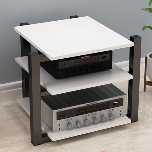 Soporte metálico para tocadiscos sin vibraciones: estante de audio blanco de 3 niveles