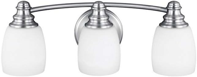 Feiss VS7403-CH Bentley Glass Wall Vanity Bath Lighting, Chrome, 3-Light (18"W x 7"H) 300watts