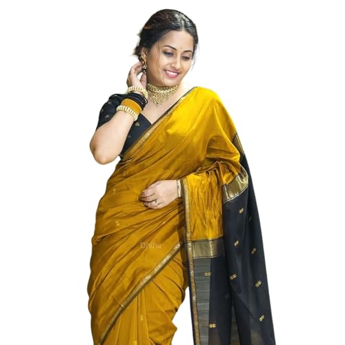 Image of Original Maheswari Cotton Silk Saree for Women | Kanjivaram Pure Silk Cotton Sari with Blouse | Zari Work | Tassels | Handloom Weave