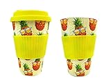TINYMILLS Pineapple with Cool Sunglasses 14oz Travel Mug - Eco-Friendly Reusable Plant Fiber Travel Mug Birthday Gift Stocking Stuffer Teacher Coach Gift