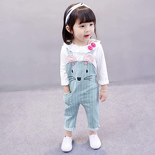 Image of Bold N Elegant Tide Edition Han Summer Suits Cartoon 2 pc Suspender Dungaree Baby Boy Girl Clothing Tshirt Shorts for little Kids (Green, 4 Years-5 Years)