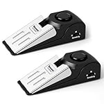 2 Pack Door Stop Alarm, Door Stopper with 120DB Security Alarm, Floor Wedge Door Stop Siren, Door Security Devices for Traveling, Apartment, Hotel and Home, Black