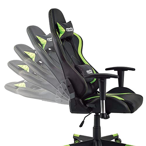 Moob Cadeira Gamer Reclinável Thunder Com Almofadas para Lombar e Pescoço Preto/Verde